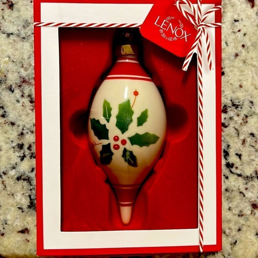 🍸Lenox Holiday Handprint Stripe Ornament🍸